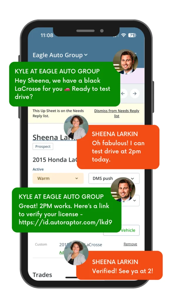AutoRaptor mobile CRM chat