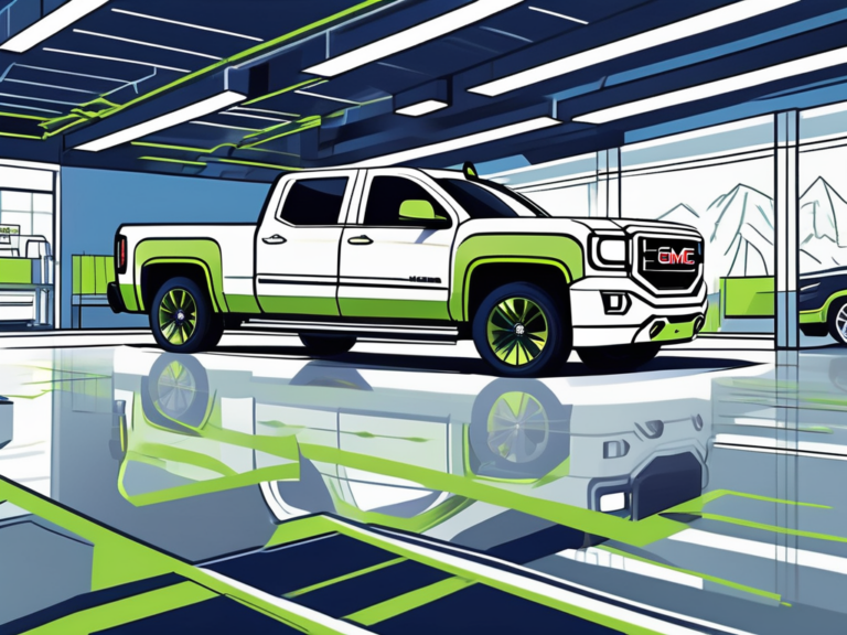 A gmc car with various parts highlighted to signify important features