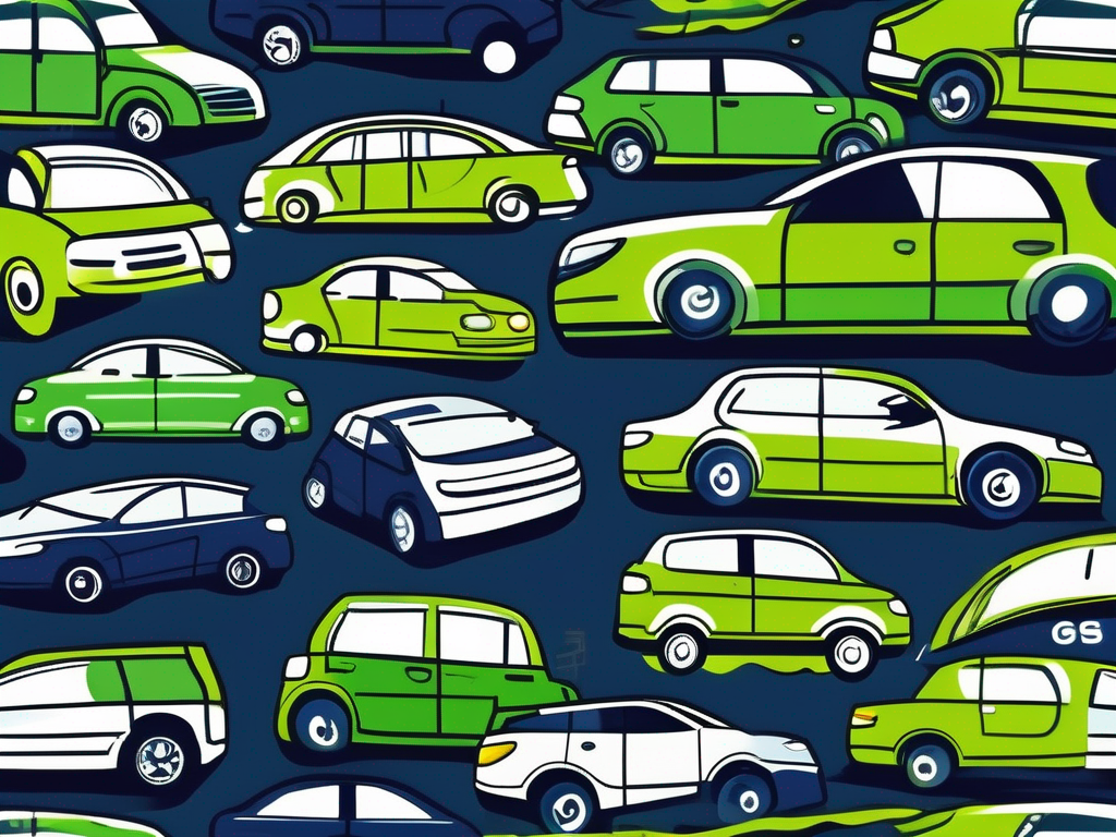 A variety of cars with different warranty tags hanging from their rear-view mirrors