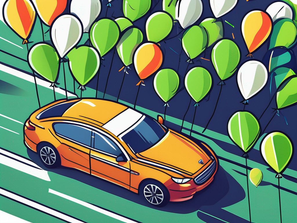 How to Encourage a Car Sales Increase from Struggling Salespeople 1 A car dealership lot with colorful flags and balloons