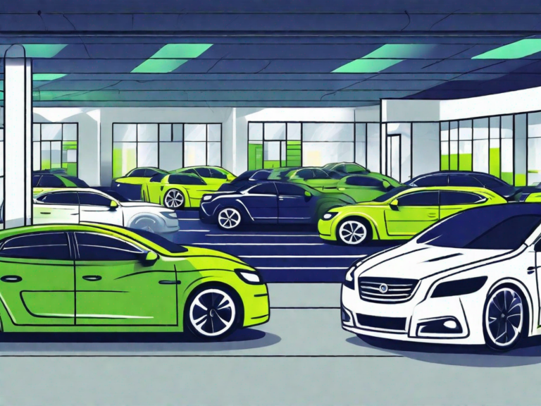 Closing Deals Made Easy: Transforming Your Dealership with Sales Solutions 10 A car dealership with various sales tags and a transformation theme