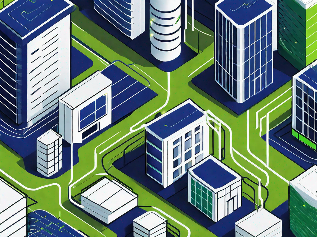 CRMs for Multiple Dealership Locations: 8 Reasons Why It's a Game Changer 1 Several dealership buildings interconnected with a digital network