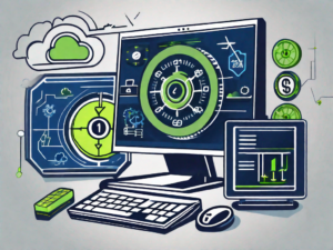 A high-powered computer with seven different icons representing features like a calculator