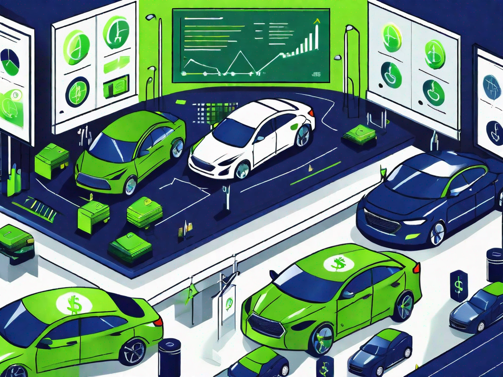 Accounting Software for Used Car Dealers: 5 Reasons to Invest Today 1 A used car dealership with a computer screen showing an accounting software interface